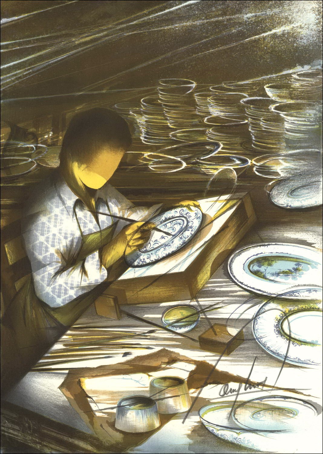 Kaufen Sie Ceranist Faïencier Raymond Hühnerlithographie 1984