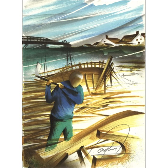 Achat Lithographie Raymond POULET Le Charpentier de Marine 1984