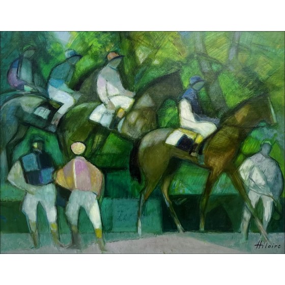 Camille Hilaire - Antes de la carrera, aceite sobre lienzo 73 x 92 cm