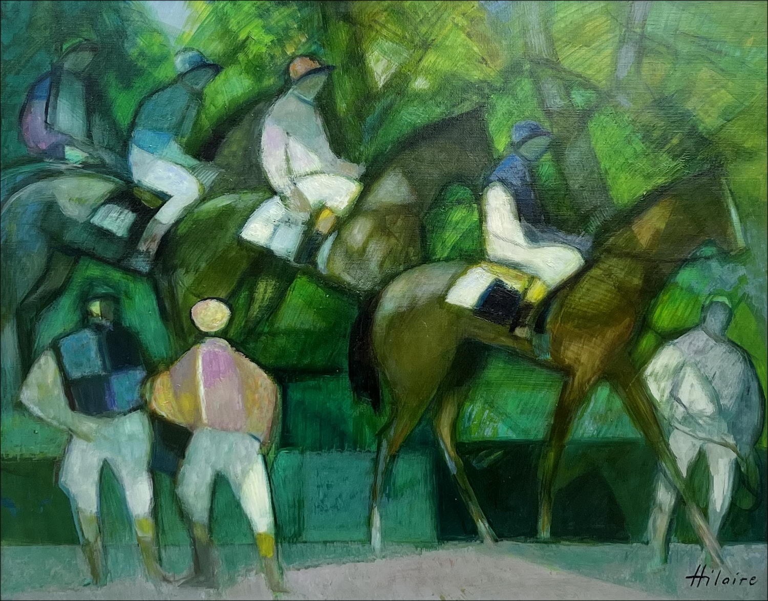 Camille Hilaire - Antes de la carrera, aceite sobre lienzo 73 x 92 cm