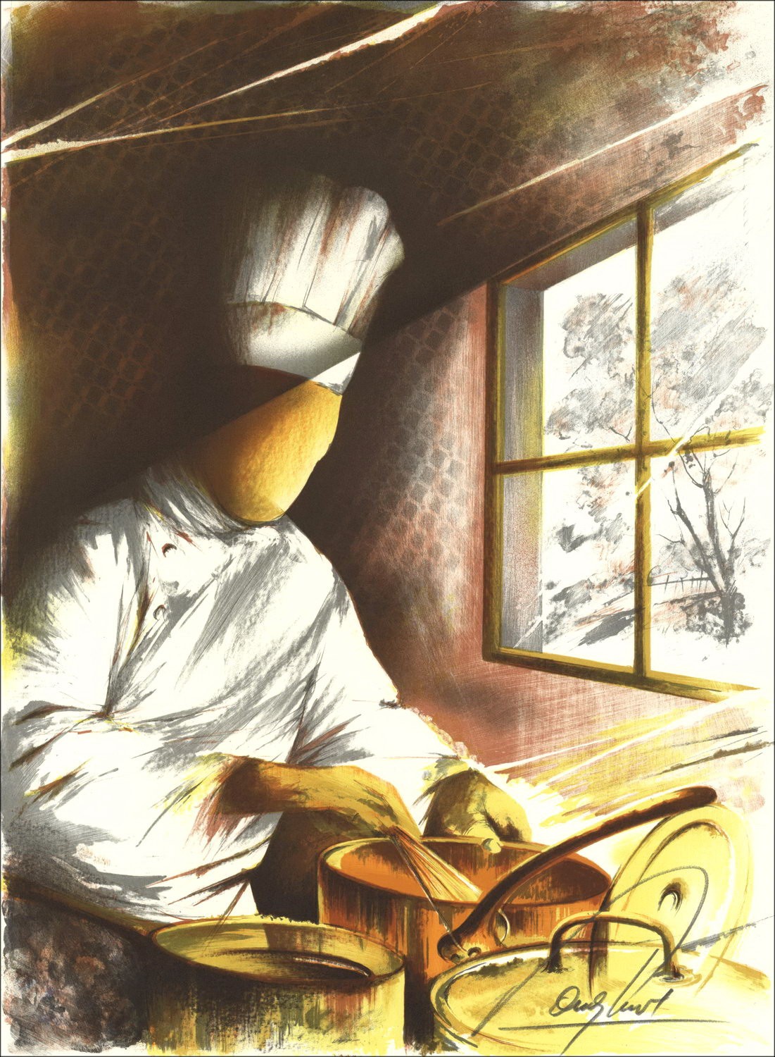 Purchase The Cook Raymond POULET Original Lithograph 1984
