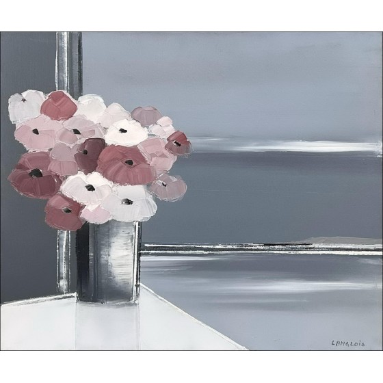 Pierre-Gérard Langlois - Olio su tela "Bouquet Marine" 46x55cm (10F) - 1992