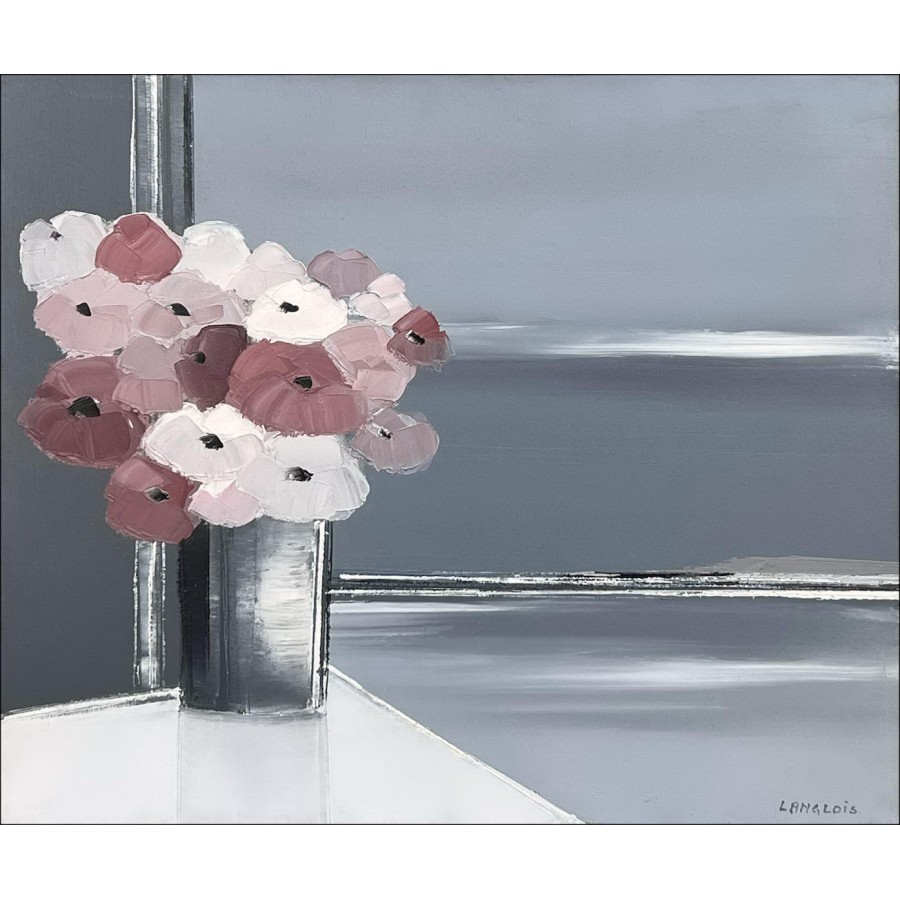 Pierre-Gérard Langlois - Olio su tela "Bouquet Marine" 46x55cm (10F) - 1992