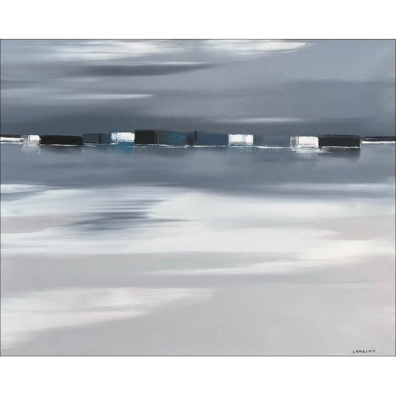 Pierre-Gérard Langlois - Olie op canvas "Nacht Breton, Zeezicht" 65x81cm (25F) - 1992