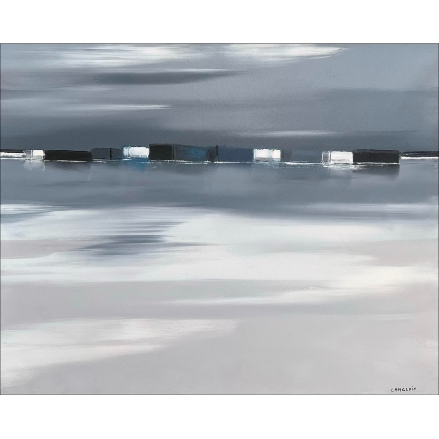 Pierre-Gérard Langlois - Olie op canvas "Nacht Breton, Zeezicht" 65x81cm (25F) - 1992