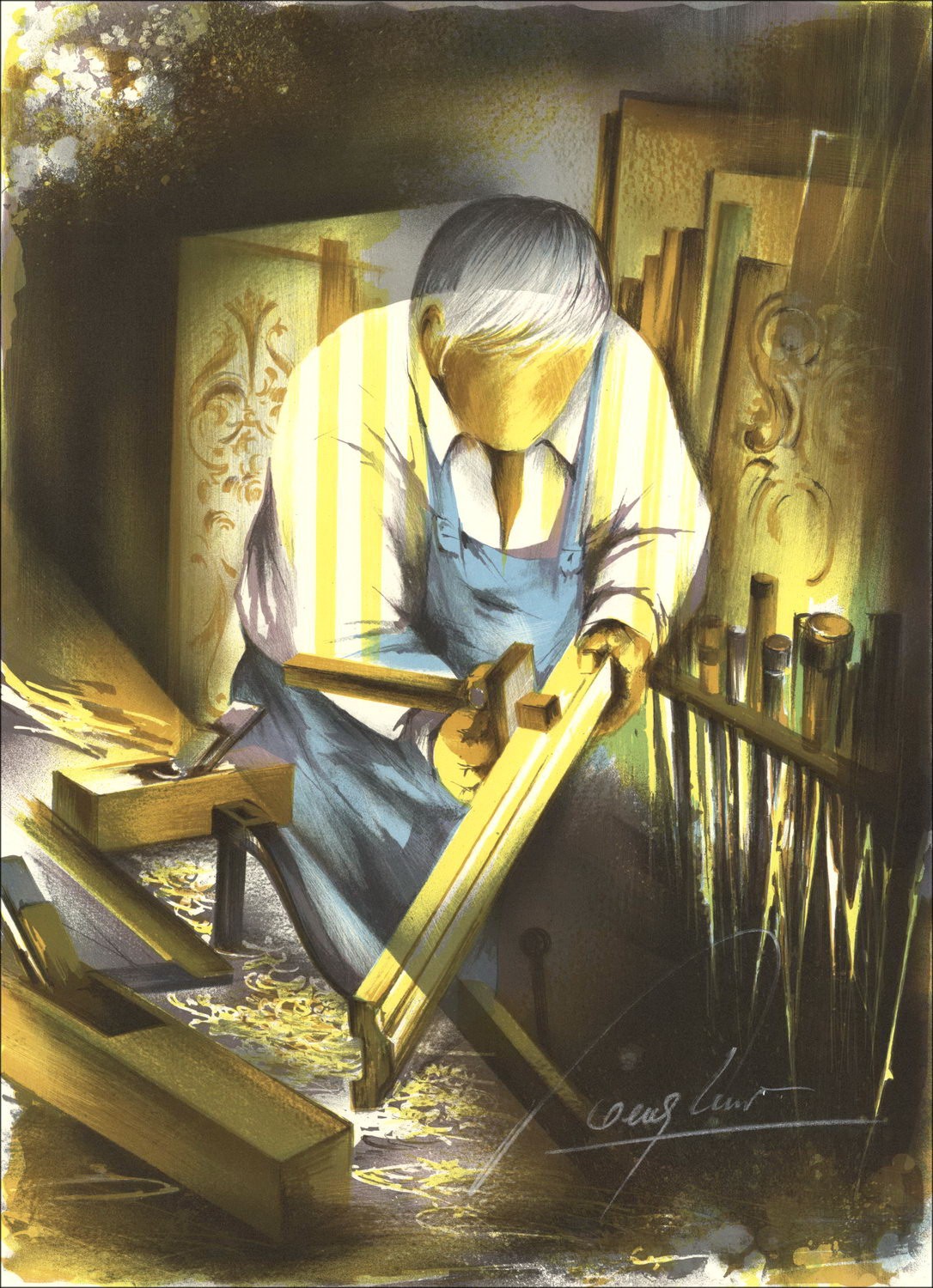 Buy Raymond POULET The Cabinetmaker Original Lithograph 1984
