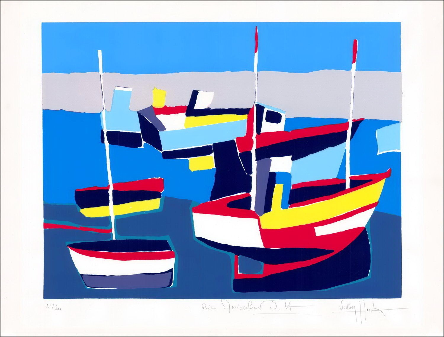 Victor HASCH Buy Original Lithograph Boats