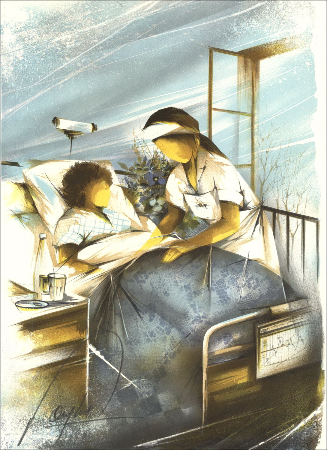 Acheter L'Infirmière Raymond POULET Lithographie Originale 1984
