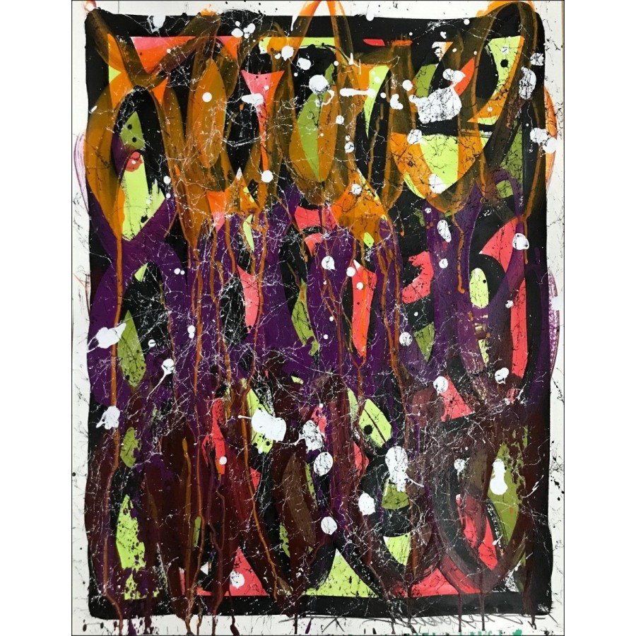 JonOne - Peinture originale à l'acrylique "Composition 3" 65x50cm - 2021