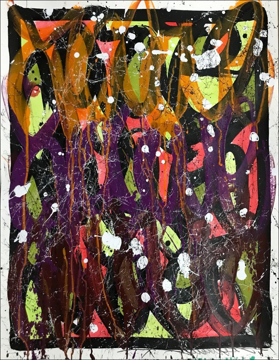 Jonone - Pintura acrílica original "Composición 3" 65x50cm - 2021