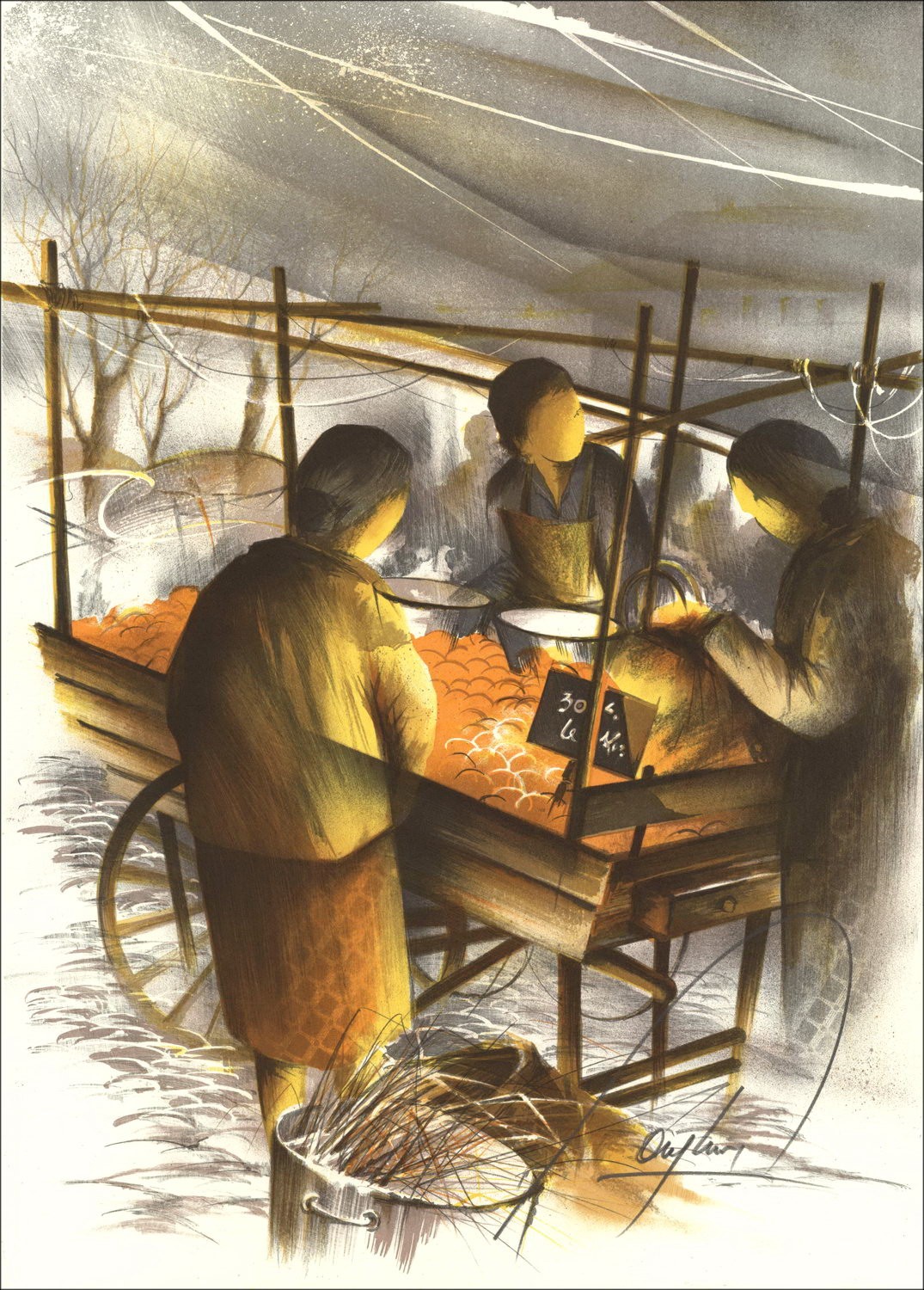Achat Raymond POULET Lithographie Le Marchand des Quatre-Saisons 1984