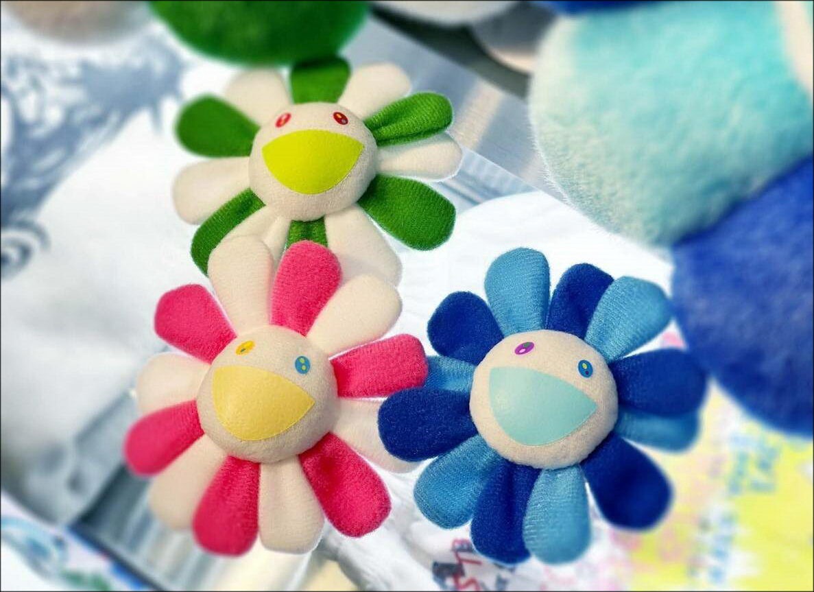 Koop bloempatroon pluche sleutelhanger MURAKAMI Takashi - Blauw 