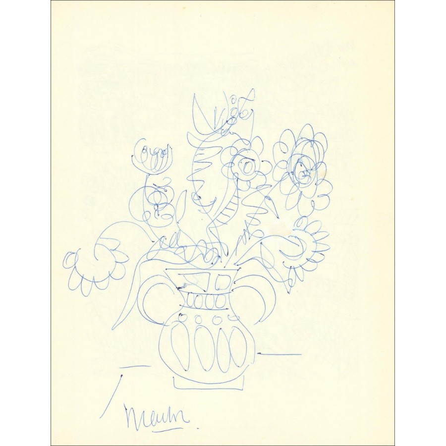 Blasco MENTOR - Vase met bloemen - Oorspronkelijk getekend - 1963 - 27x21cm
