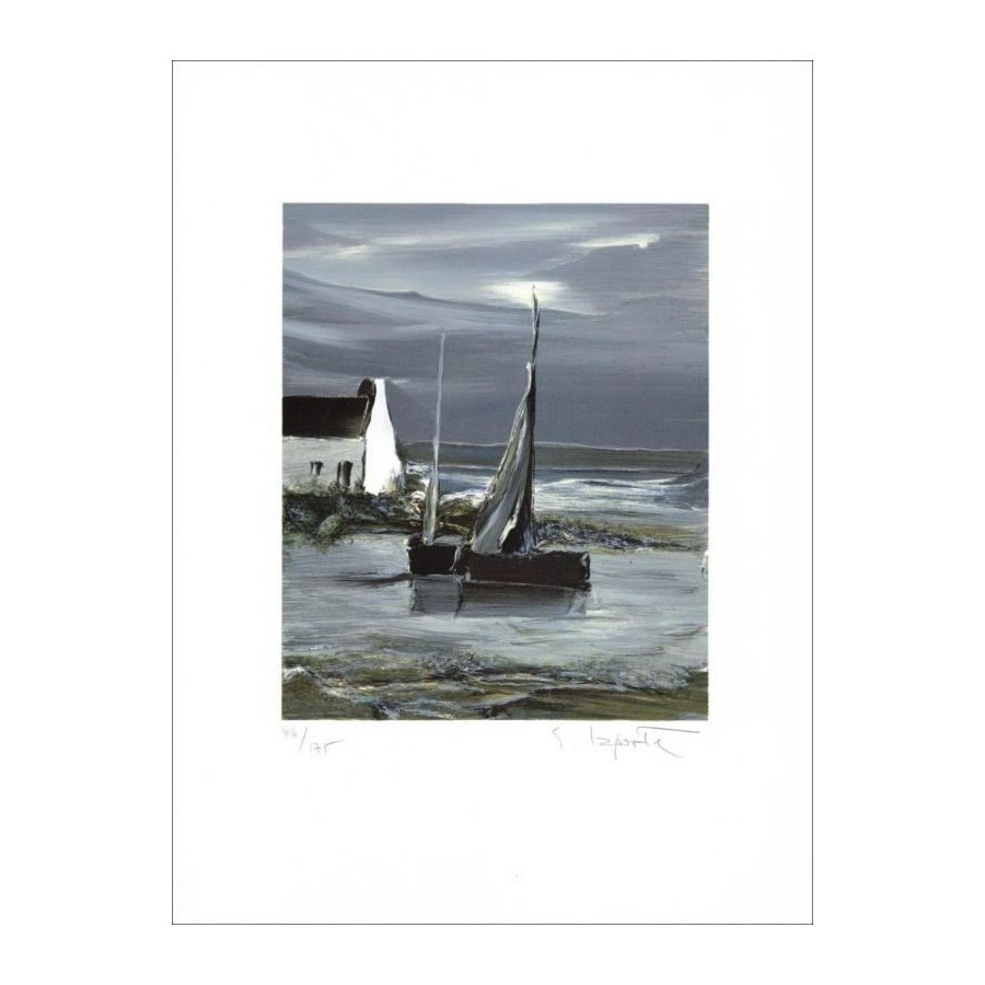 Georges Laporte - Litografía original "Transparencia en el estuario" 50x37cm - Firmado y numerado a lápiz
