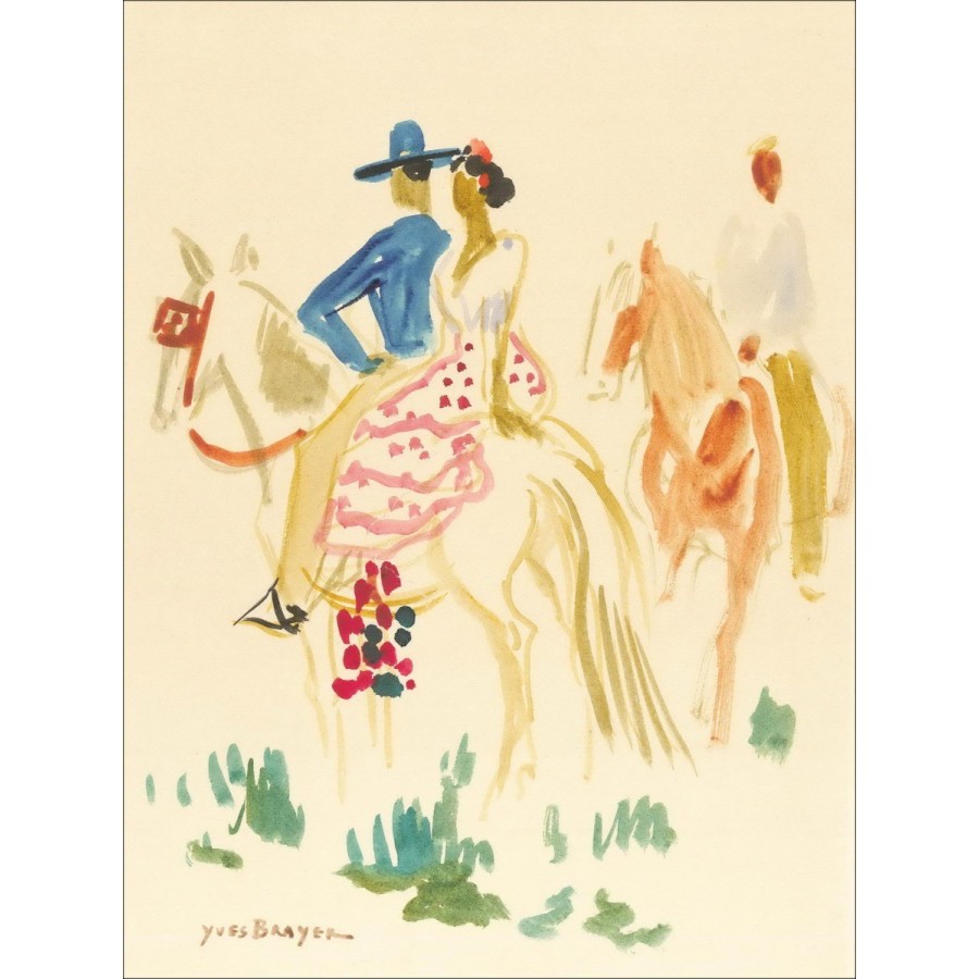 Kaufen Sie Yves Bayer Aquarell Original Cavaliers und Arlésienne