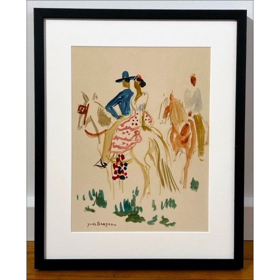 Buy Yves BRAYER Original watercolor Cavaliers and Arlésienne