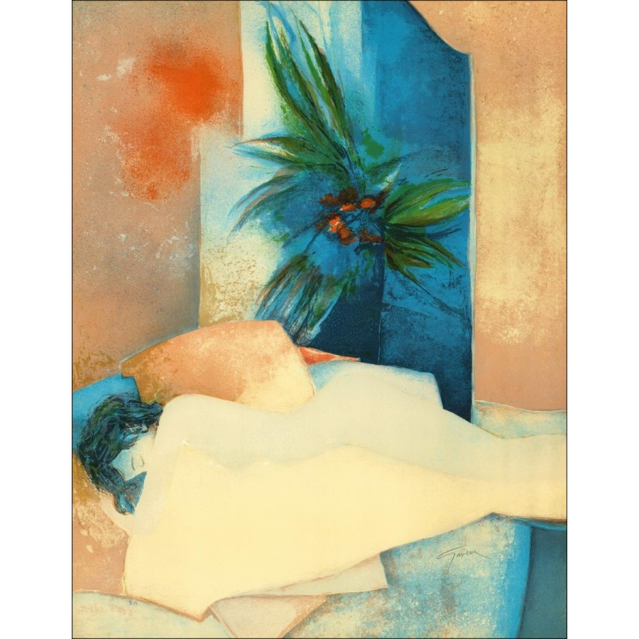 Claude Gaveau, Liegende Frau, Original-Lithographie