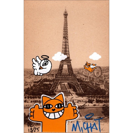 ➤ M.Chat Parijs 13/25 Silkscreen op ansichtkaart