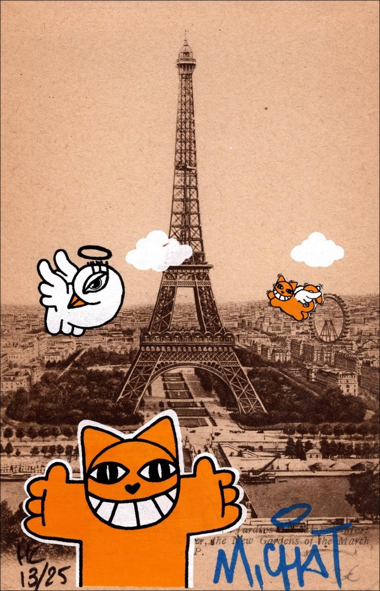 ➤  M.Chat Paris 13/25 Sérigraphie sur carte postale