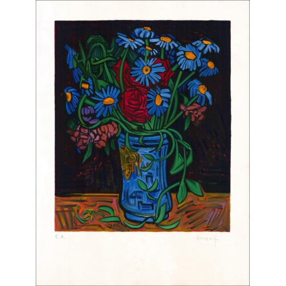 Isis Kischka - Original-Lithographie "Blumenstrauß der Blumen" 67x51cm - in Bleistift signiert