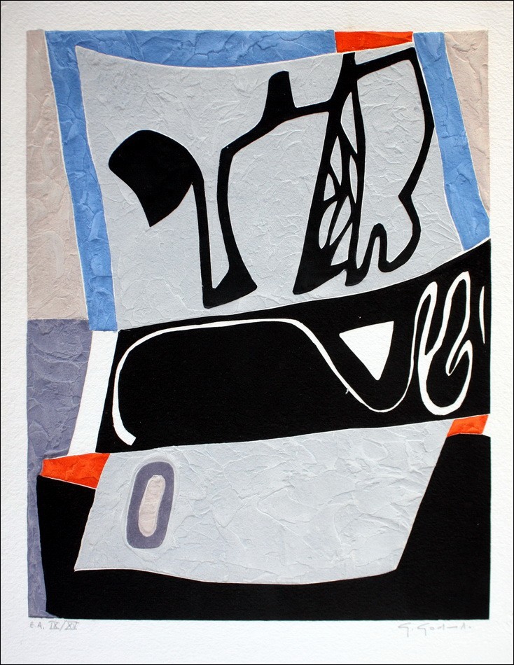 Gabriel GODARD - Gravure originale au carborundum "Composition Abstraite I"
