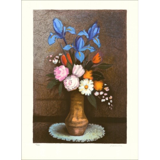 Ramo de flores - Litografía original numerada y firmada a lápiz por el artista - Rango de presupuesto, Pequeño precio, Decoració