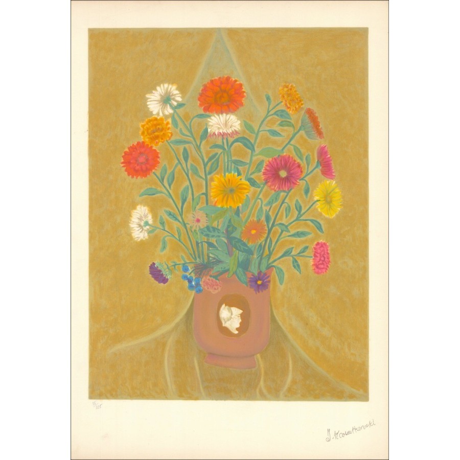 Bouquet di fiori - Litografia originale firmata e numerata dell'artista - Gamma di budget, Piccolo prezzo, Decorazione, 