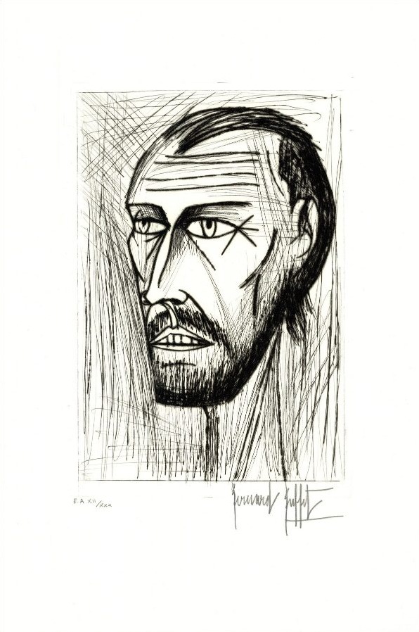 Bernard Buffet, Autoportrait, gravure originale, 1987